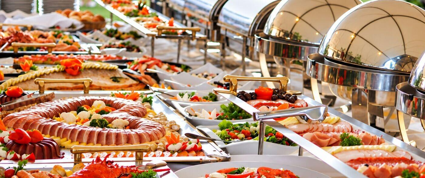 Grand open buffet with chafing dishes